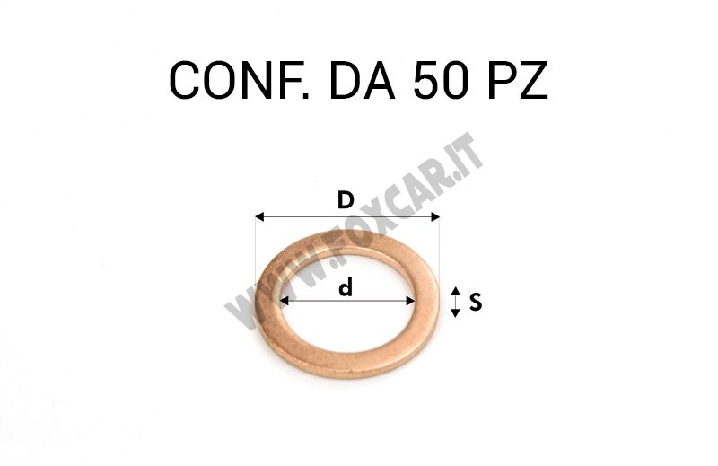 Rondella guarnizione in rame diametro interno di 18 mm, esterno 24 mm,  spessore 1,5 mm - TAPPI COPPA OLIO - Foxcar Foxcar