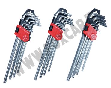 Set di 27 chiavi a L esagonali, torx e torx con foro