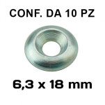 Rondella sottovite svasata piena da 6,3 x 18 mm in acciaio