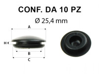 Gommino copri fori di 25,4 mm. D=25,4 mm H=1 mm D1=32 mm D2=28,3 mm